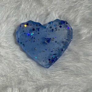 Blue Heart-Shaped Glitter Resin Decor